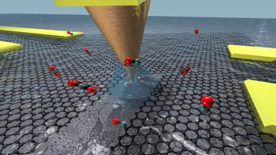 Illustration of local anodic oxidation of graphene