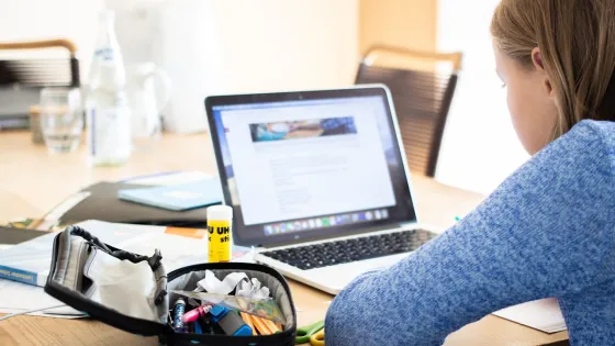 Vrouw achter computer