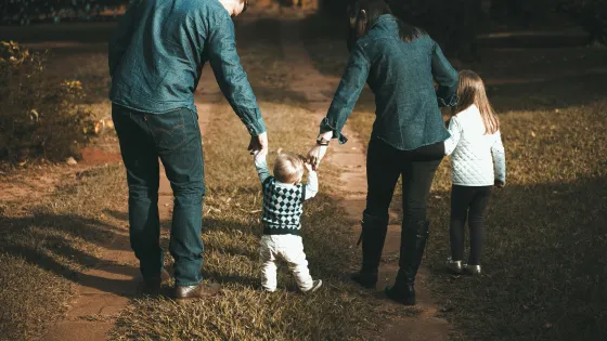 Family walking with children 