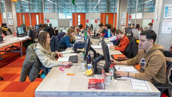 Students working in the Library of Science